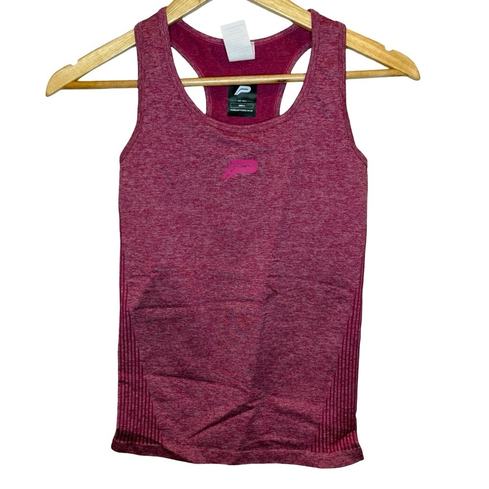 Pursue Fitness Pink Seamless Racerbank Womens Small